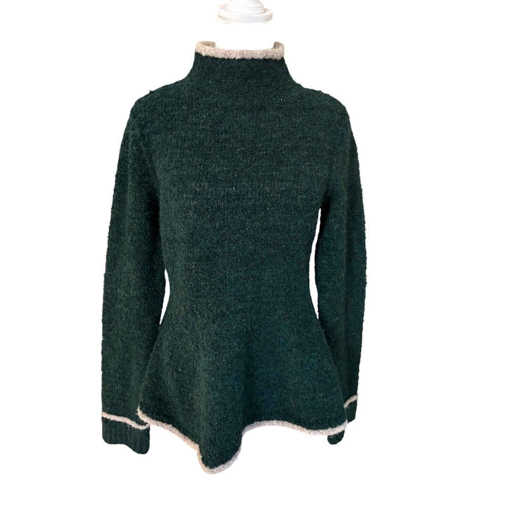 PILCRO Anthropologie long-sleeve mock neck sweater in dark green Size Small Nee